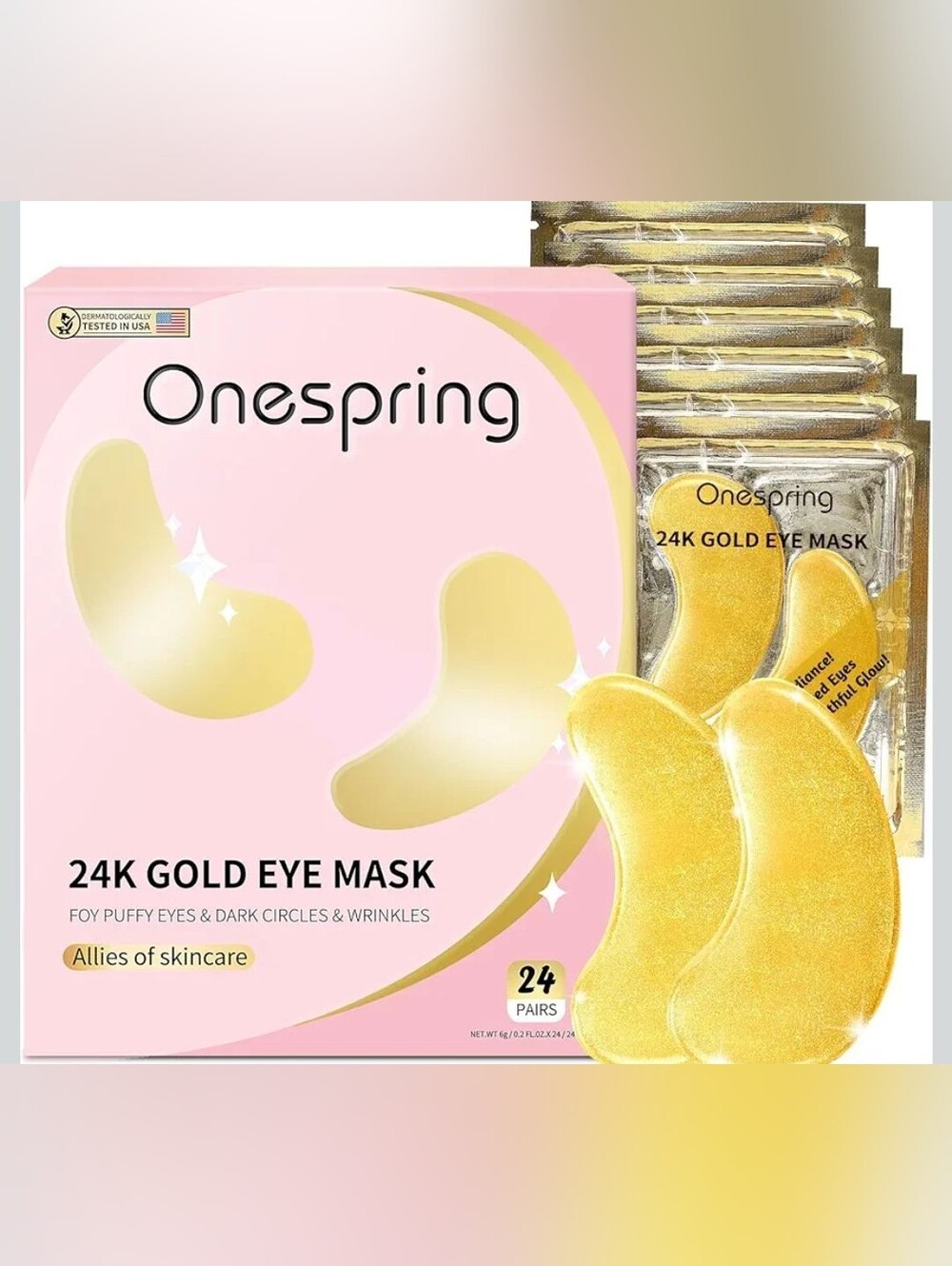 Onespring Under Eye Patches (24 Pairs), Pink Gold